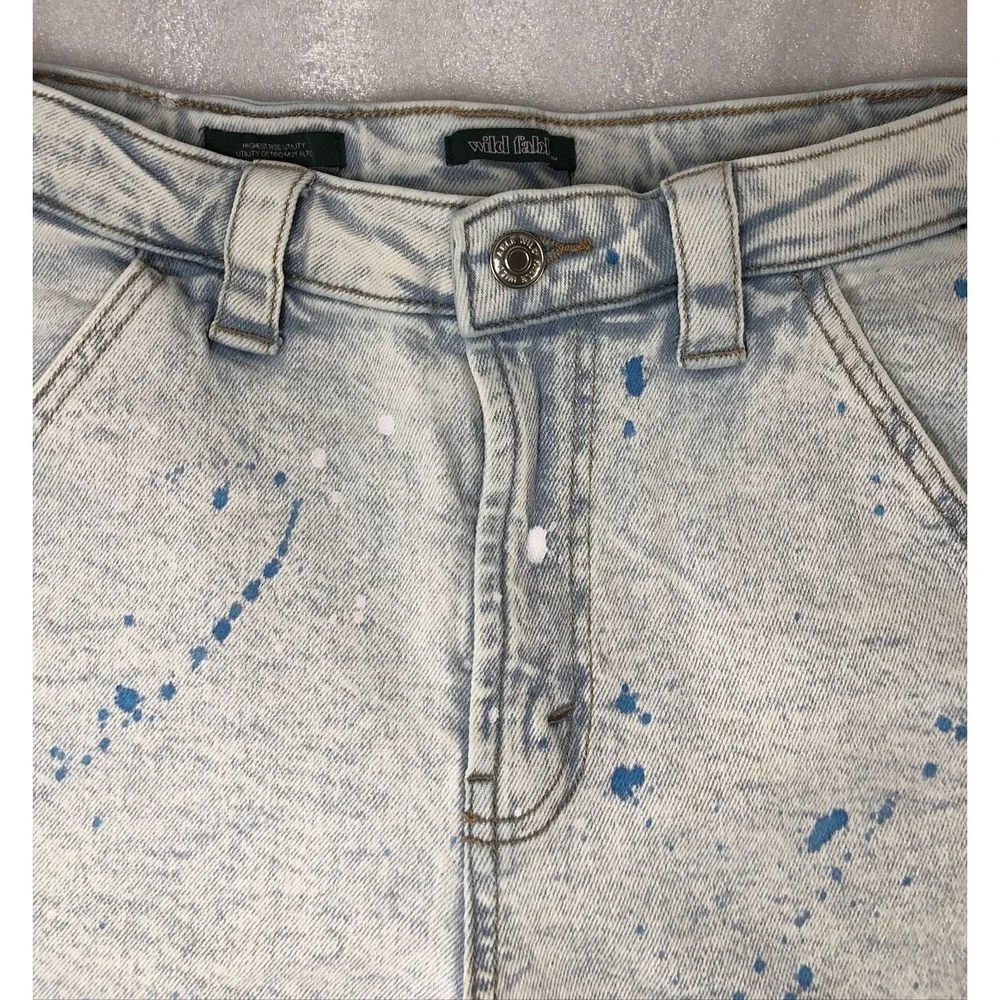 Wild Fable Highest Rise Utility‎ Paint Splatter Bermuda Jean Denim Shorts Size 0